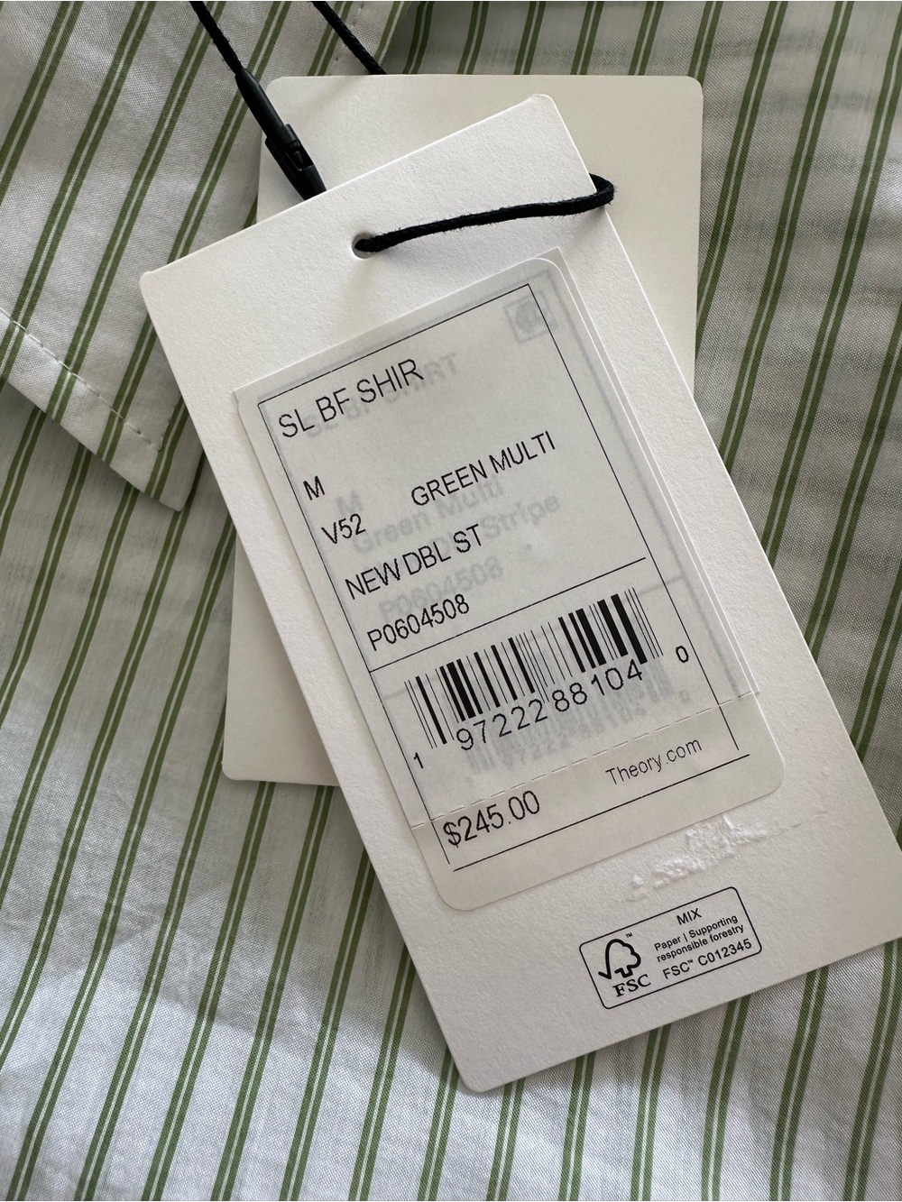 Theory Striped NWT Sleeveless Button-Down Shirt Green and White size medium - Picture 3 of 14